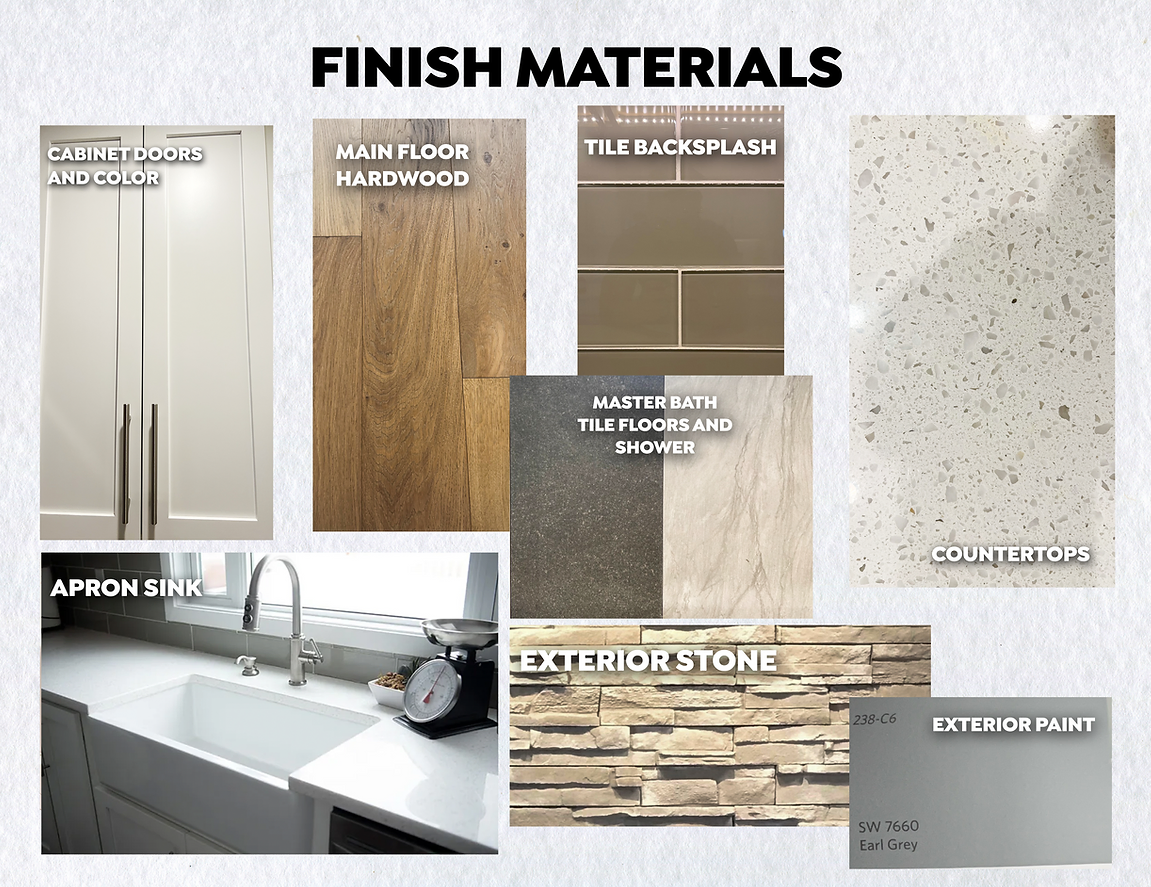 Finish Materials for Aurora Plan